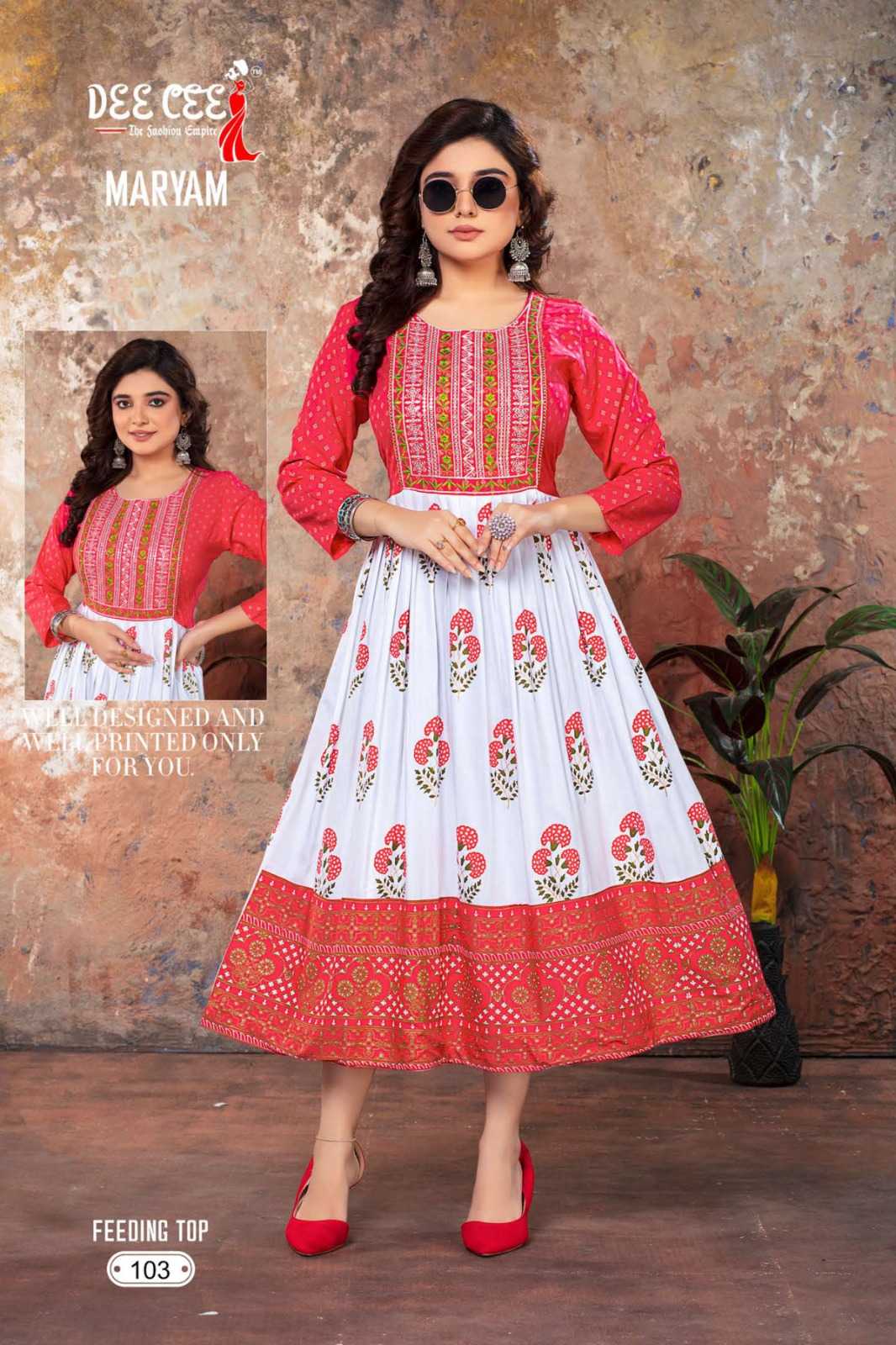 Maryam By Dee Cee Rayon Printed Long Kurtis Wholesale Clothing Suppliers In India
